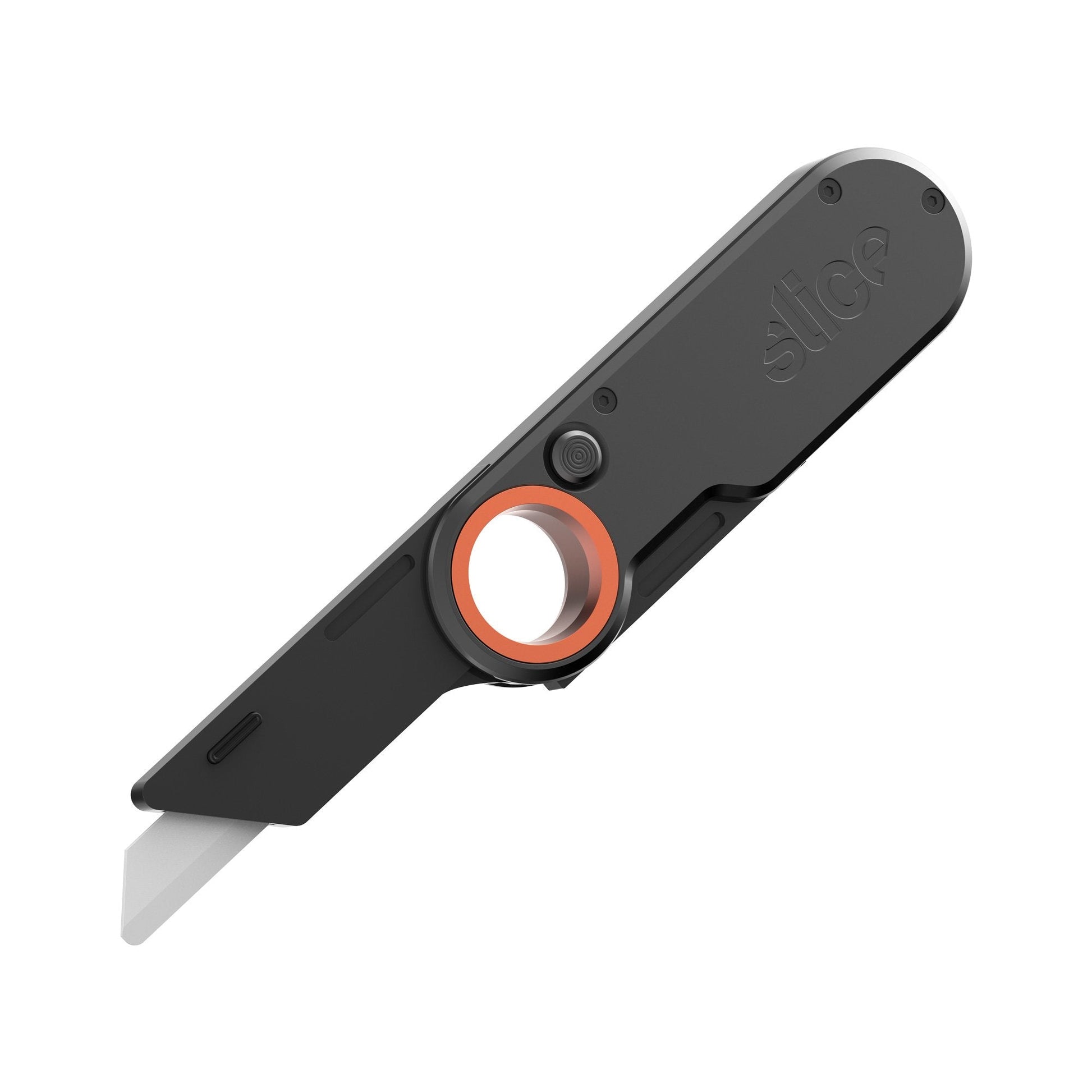 The Slice® 10562 Folding Utility Knife with metal handle and finger-friendly® safety blade.
